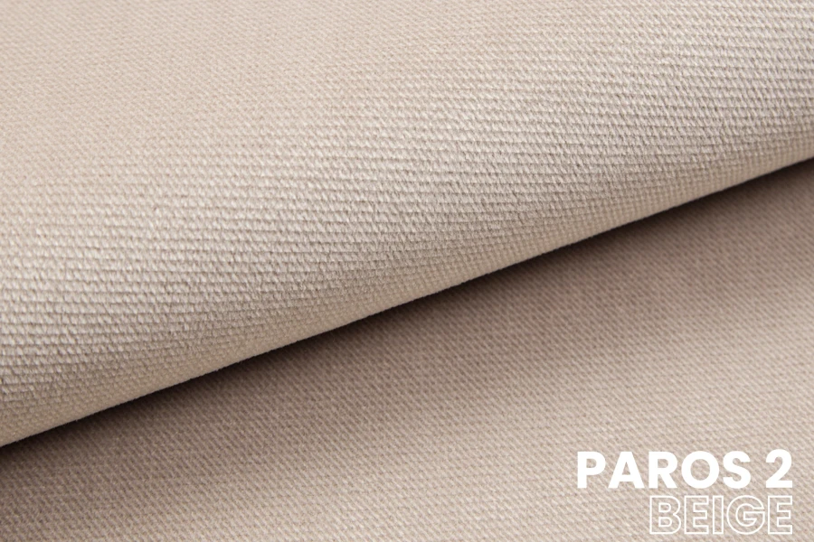 Fabric sample Paros 2 Beige: Close-up of the high-quality texture for upholstered furniture.