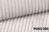 Nahaufnahme der Textur des Cord-Stoffs POSO 100 in hellem Grau oder Beige für Polstermöbel.