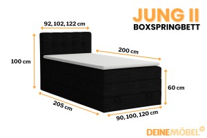 JUNG 2 120x200 Poso 135 Schwarz Boxspringbett Polsterbett Komplettbett Deine Möbel