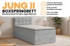 Boxspringbett Jung II Produktdetails: Bettkasten, Farbauswahl und Kaltschaum-Topper.