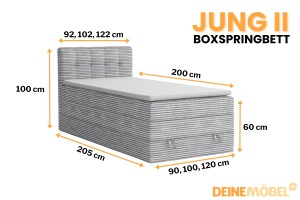 JUNG 2 120x200 Poso 55 Hellgrau Boxspringbett Polsterbett Komplettbett Deine Möbel