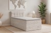 Stilvolles Jugendzimmer-Set mit beigem Boxspringbett und moderner Dekoration.