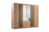 Moderner Schrank Eiche mit Lamellen und Spiegel - Seitenansicht