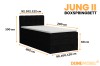 Maße des Boxspringbetts Jung II in Schwarz mit Cord-Bezug und verschiedenen Breiten.