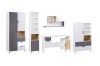 Modernes Möbel-Set für Kinderzimmer in Weiß, Grau und Eiche-Optik.