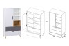 Sideboard mit Tür, Schubladen und offenen Fächern, Maße 140x80x40 cm.