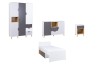 Furniture set from the Justin collection in white-grey with wardrobe, sideboard, bedside table and bed.
