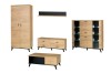 Liam Möbel-Set in Eichenoptik: Kleiderschrank, Sideboard, TV-Lowboard und Couchtisch für das Wohnzimmer.