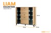 Liam Sideboard 03 mit Glasvitrinen und LED-Licht. Maße: 131 cm hoch, 131 cm breit, 40 cm tief.