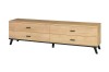 Stilvolles TV-Lowboard Liam 06 mit 4 Schubfächern, Eiche-Dekor und schwarzen Metallbeinen.