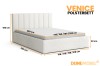 Venice Polsterbett Maße: Elegantes weißes Bett mit gepolstertem Kopfteil für das Schlafzimmer.