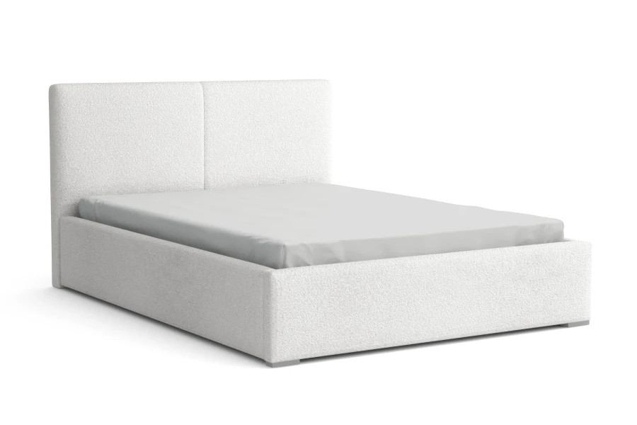 Weißes Polsterbett mit schlichtem Kopfteil in modernem Design