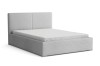 Elegantes Bett mit strukturiertem Bouclé-Stoffbezug in Weiß, Seitenansicht vor weißem Hintergrund.