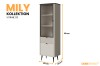 Mily Vitrine 03 schmal in Beige, elegante Glasvitrine für das Wohnzimmer, Maße 60x191x40 cm.