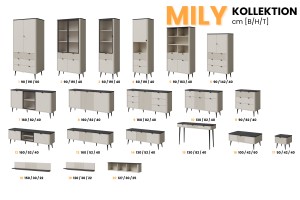 Wohnzimmer-Set MILY B mit Kommode und Regal
