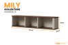 Wandregal 20 der Mily Kollektion in Walnuss-Optik mit beigen Akzenten, 127x30x25 cm.