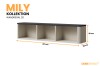 Modernes Wandregal Mily in Beige mit schwarzer Oberplatte, 127x30x25 cm für stilvolle Aufbewahrung.