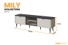 Mily TV-Board RTV 12 Beige, Marmor-Optik Platte, 160x52x40 cm, modernes Lowboard mit Glas.