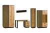 LAMI Möbelgruppe bestehend aus Kleiderschrank, Regal, Schreibtisch und Kommode in Eiche-Optik.