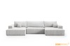 Frontale Ansicht des großen grauen U-Form Sofas aus Cord.