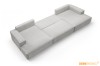 Großzügige Liegefläche des hellgrauen Cord-Sofas mit praktischer Schlaffunktion.