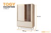 Moderne Vitrine TOGY 01 mit geriffelter Front und Glasvitrine, Maße 152x100x40 cm.