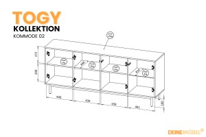 Kommode TOGY 02 184cm breit mit LED-Beleuchtung 