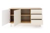 Offenes Sideboard mit viel Stauraum durch Einlegeböden und drei praktische Schubladen.