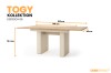 Ausziehbarer Esstisch Togy in Beige und Eiche, Maße 140-185 x 90 cm für das Esszimmer.