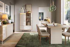 Esstisch TOGY 06 140-185 / 90 cm mit geriffelten Beinen