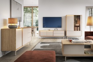 Wohnzimmer-Set TOGY A 3/4 - tlg. in Kaschmir / geölte Eiche