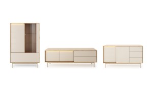 Wohnzimmer-Set TOGY A 3/4 - tlg. in Kaschmir / geölte Eiche