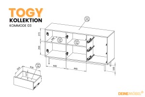 Wohnzimmer-Set TOGY A 3/4 - tlg. in Kaschmir / geölte Eiche