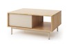 Moderner TOGY Couchtisch in Eiche-Optik mit geriffelter Front und offenem Fach.