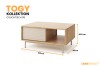 Couchtisch Togy 05 in Eiche-Optik mit beiger Lamellentür, Maße 100x46,8x60 cm
