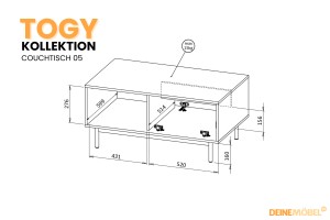 Wohnzimmer-Set TOGY A 3/4 - tlg. in Kaschmir / geölte Eiche