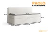 Dimensions of the Paolo children's sofa in white: detailed view with measurements.