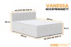 Maßangaben für Boxspringbett Vanessa: Übersicht der verfügbaren Breiten und Höhen.