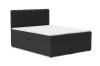Stijlvol boxspringbed in antraciet met gecapitonneerd hoofdbord en wit ligoppervlak.