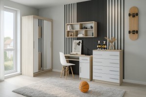TILL PLUS 01 Jugendzimmer-Set Kinderzimmer-Set in Eiche Sonoma / Weiß matt Deine Moebel 