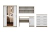 Jugendzimmer-Set in Eiche-Optik und Weiß mit Schrank, Schreibtisch, Regal und Kommode.