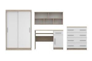 TILL PLUS 04 Jugendzimmer-Set Kinderzimmer-Set in Eiche Sonoma / Weiß matt Deine Moebel 