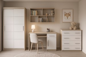 TILL PLUS 06 Jugendzimmer-Set Kinderzimmer-Set in Eiche Sonoma / Weiß matt Deine Moebel