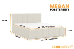 MEGAN Polsterbett mit Bettkasten Deine Möbel  