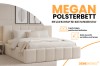 Megan Polsterbett in Creme mit zwei praktischen Bettkästen für das Schlafzimmer.