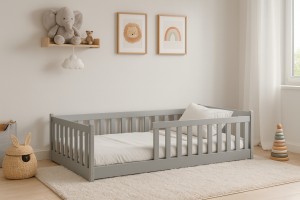 BELMO 90x200 Aschgrau Kinderbett Laufstall Deine Möbel