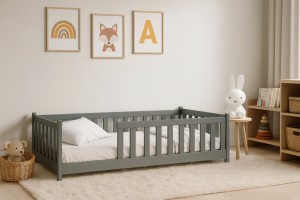 BELMO 80x160 Graphit Kinderbett Laufstall Deine Möbel
