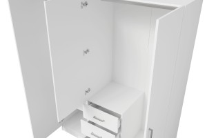 BROOKE Kleiderschrank 150 cm 3-türig mit Schubladen Spiegel Deine Moebel 