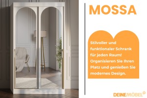 Schiebetürenschrank MOSSA 120 150 180 200 cm breit Kleiderschrank in Weiß matt, Cashmere & Schwarz Deine Möbel  