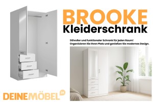 BROOKE Kleiderschrank 100 cm 2-türig mit Schubladen Spiegel Deine Moebel 